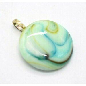 Brown Blue White Swirl Flattened Glass Jabo Marble